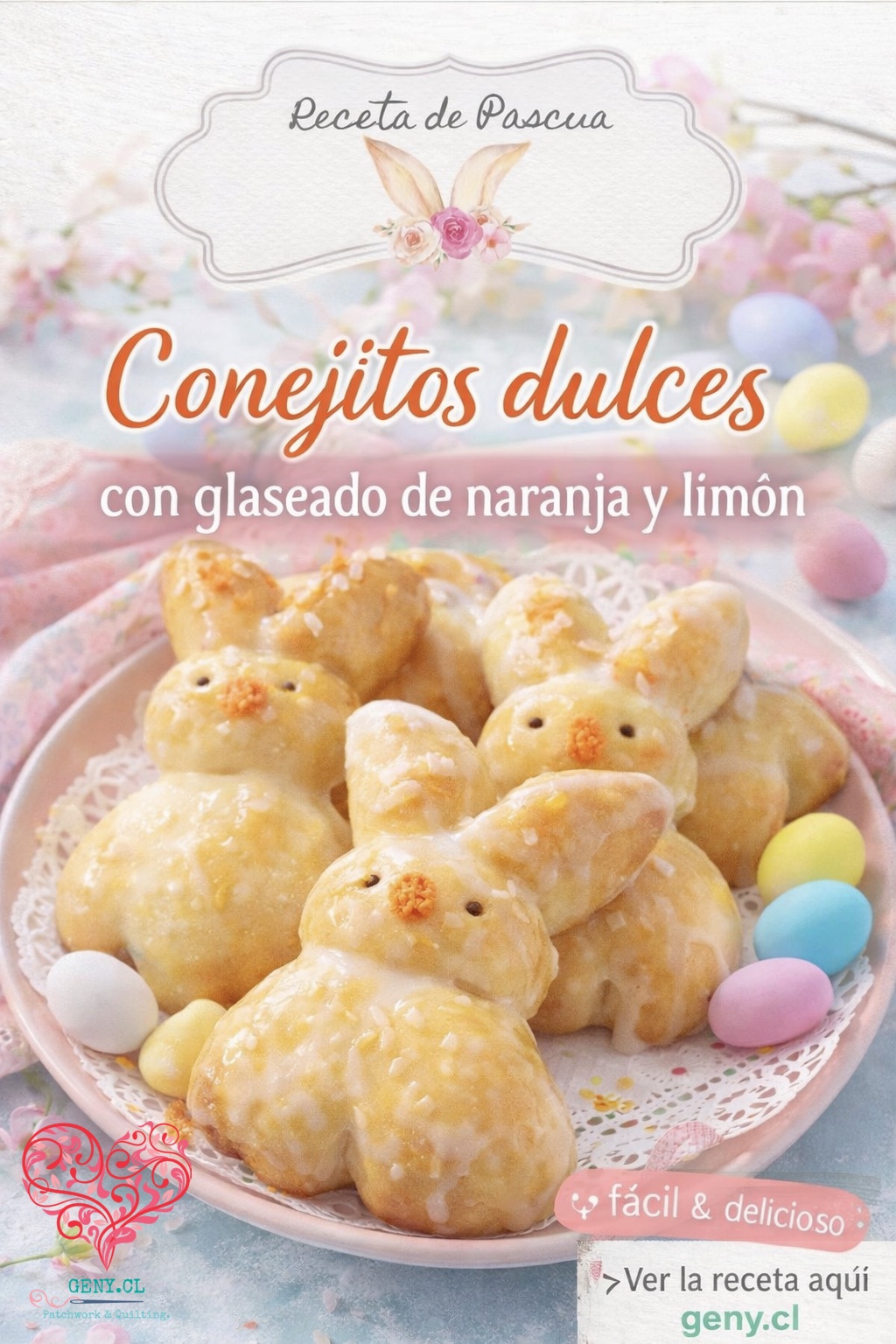 conejitos de pascua sobre un plato en colores pastel