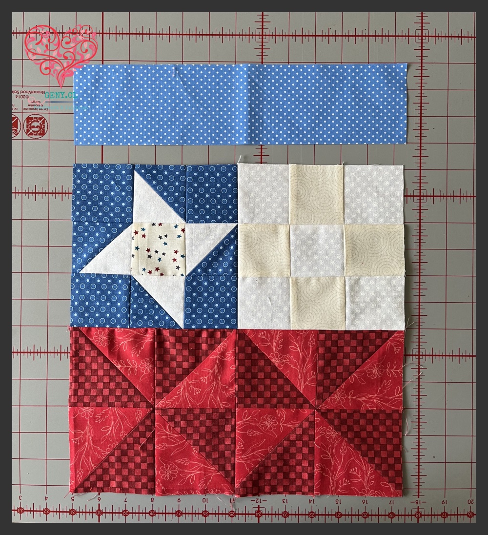 Delantera Block más trozo celeste de tela