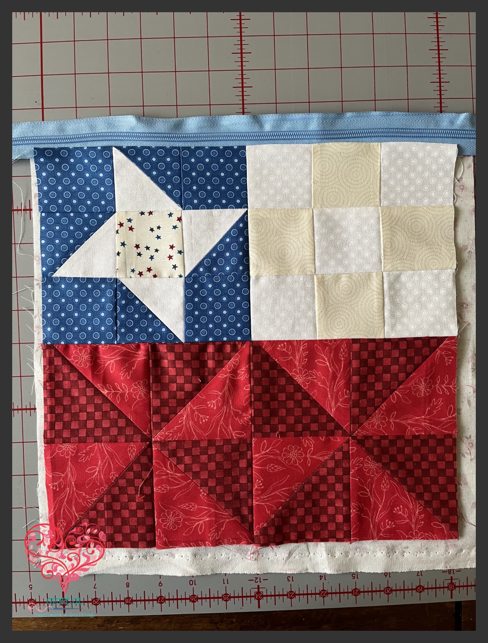 cierre cosido a la bandera