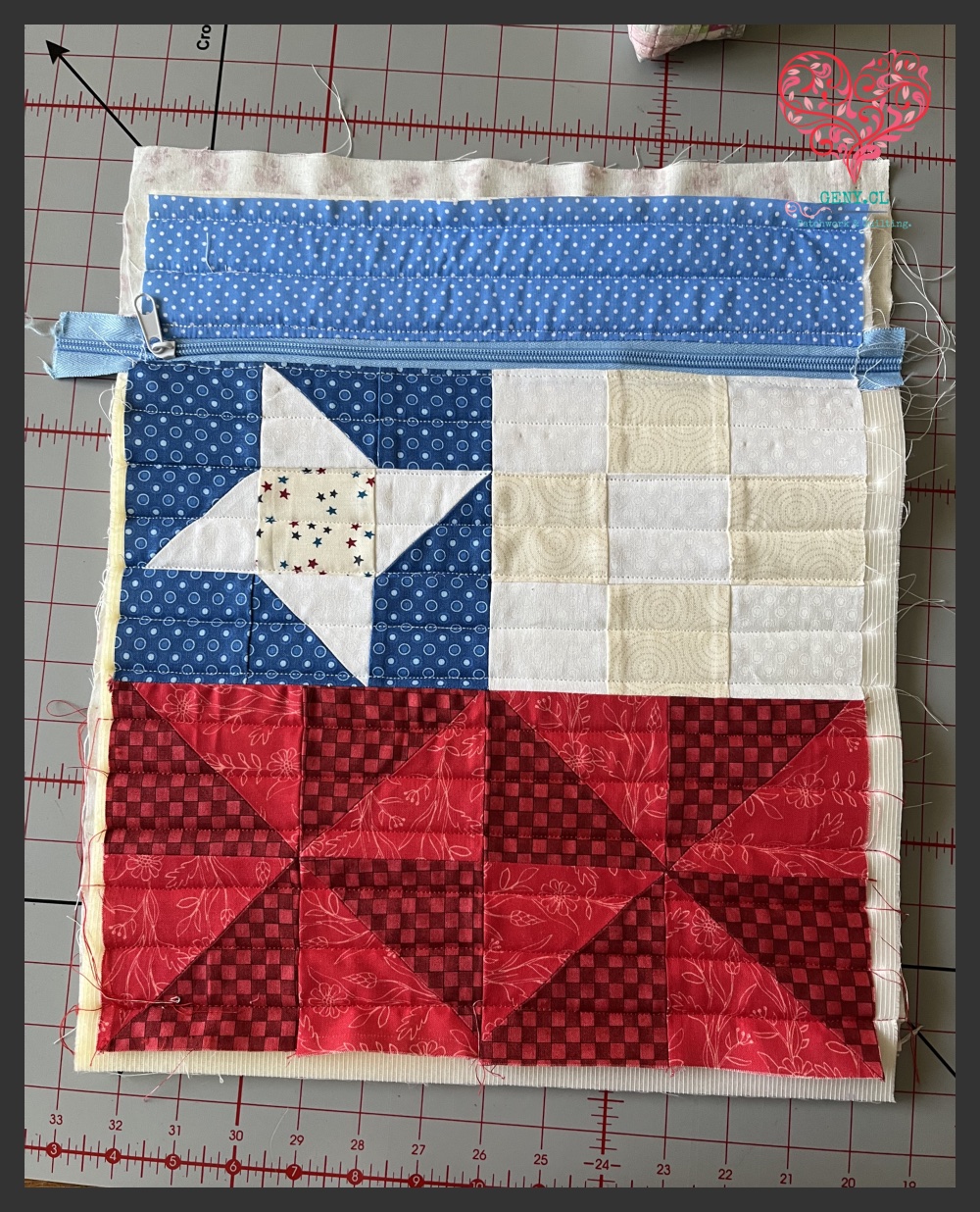 resultado acolchado parte delantera bolso de proyectos