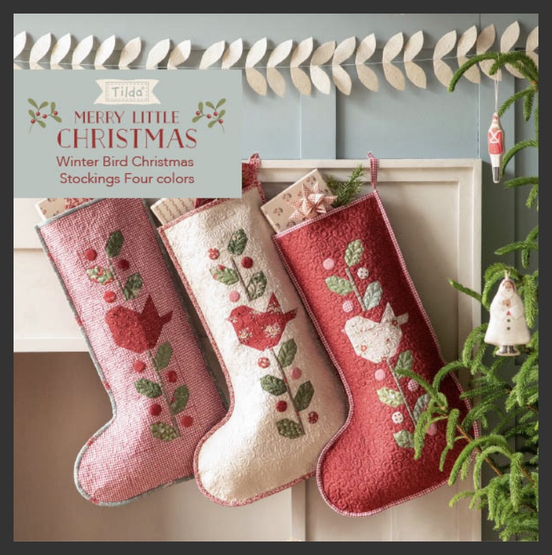 Bota de Navidad Tilda con fondo Gingham y acolchado tupido.