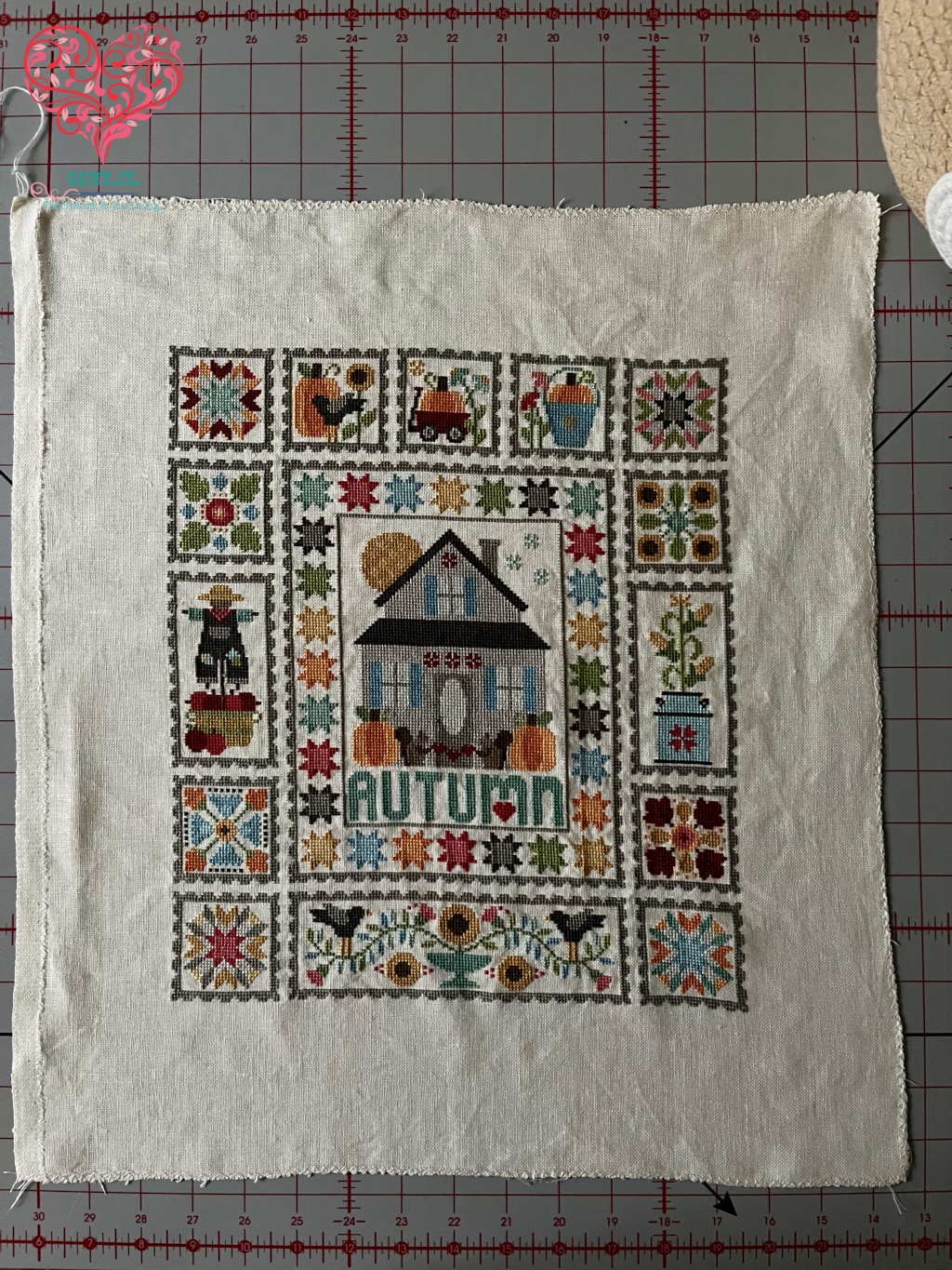 Autumn Love de Lori Holt ya terminado y lavado.