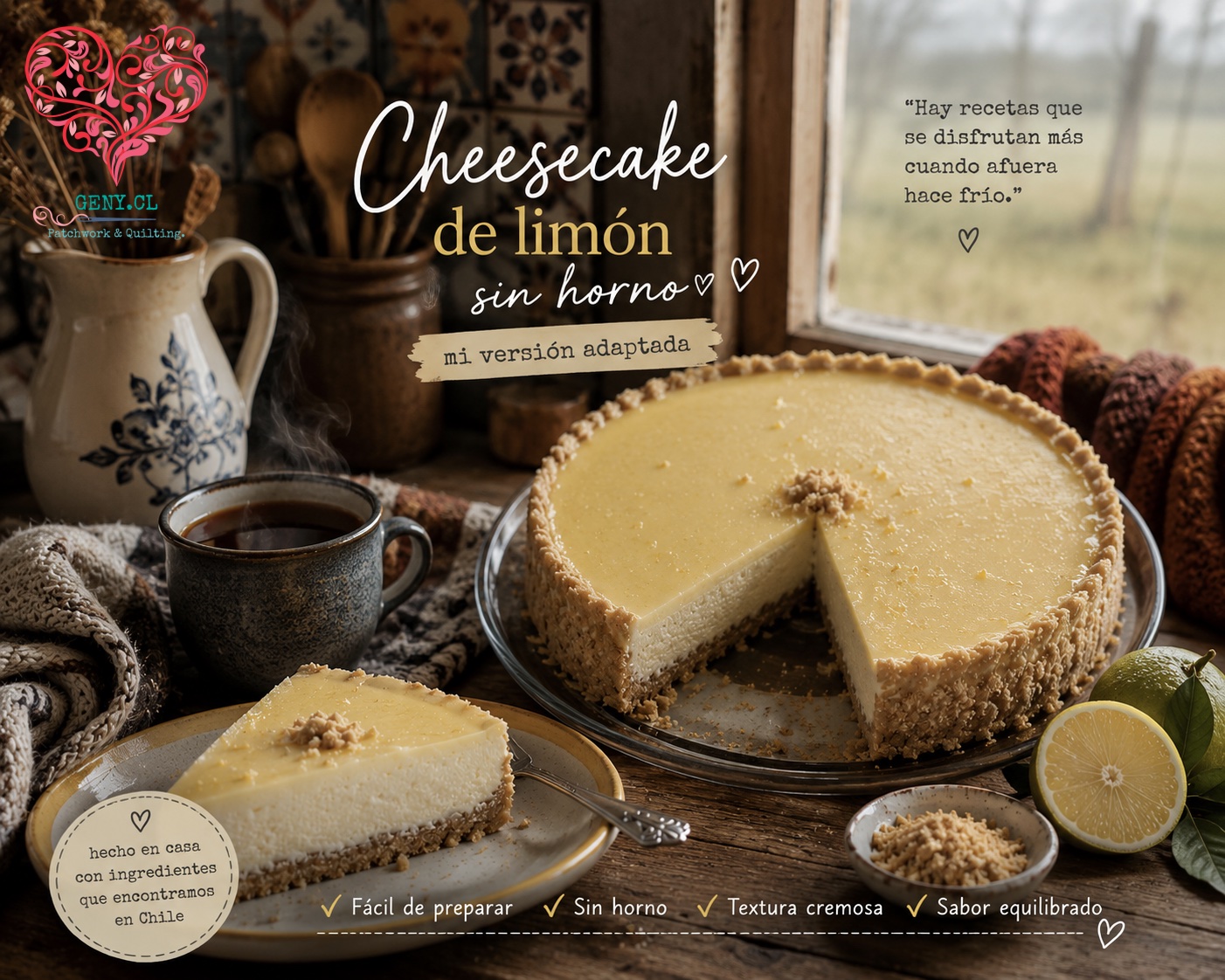 Cheesecake de limón sin horno