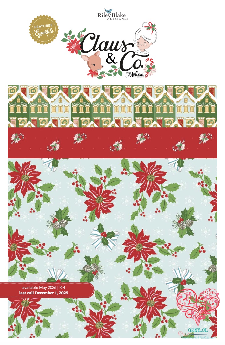 Telas Navideñas. Colección Navidad Moderna Claus & Co. Melissa Mortenson