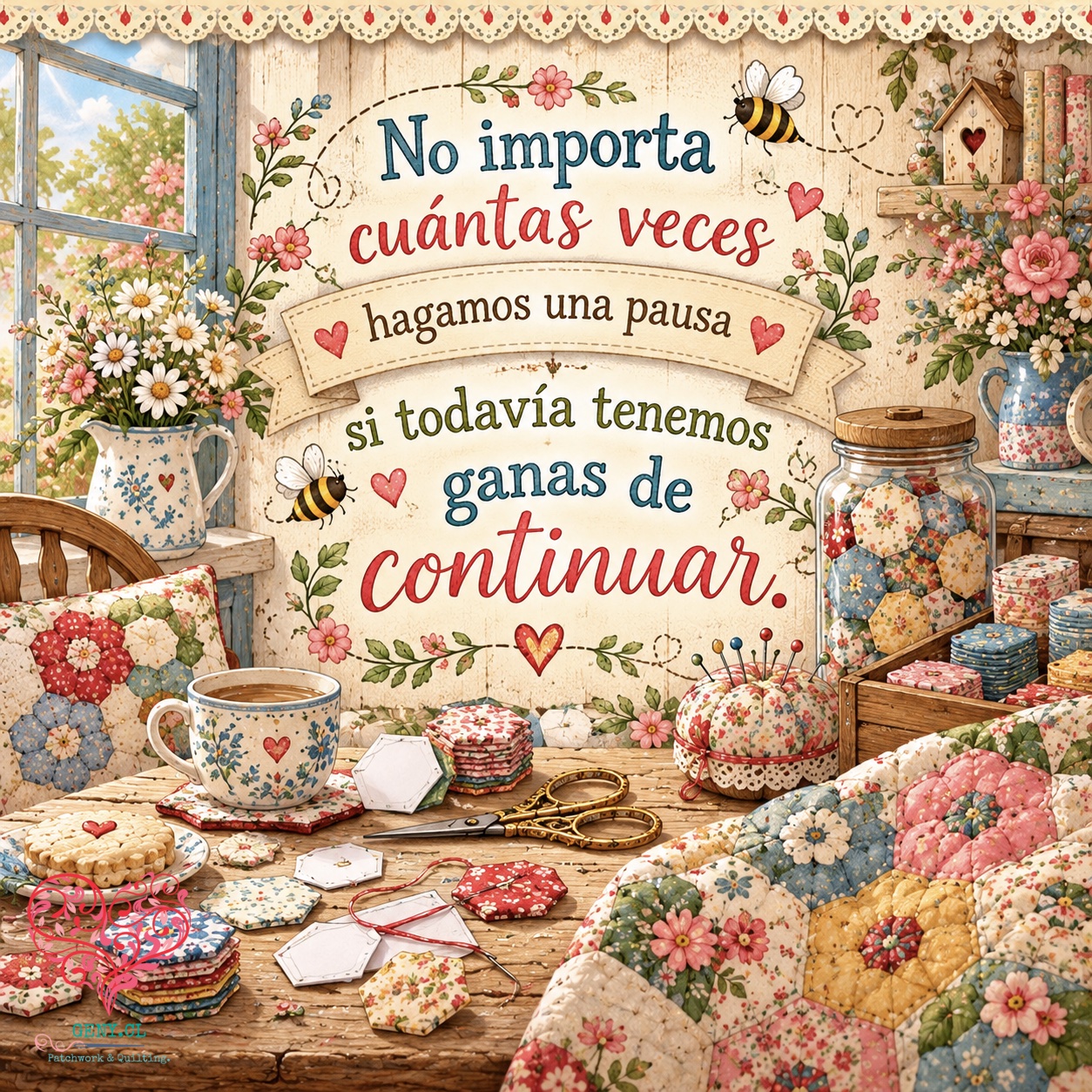 Ilustración de inspiración sobre EPP con la frase «No importa cuántas veces hagamos una pausa si aún tenemos ganas de continuar».